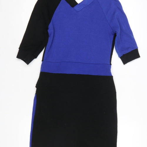 Pussycat London Women's Black Blue Bodycon Colourblock Dress M