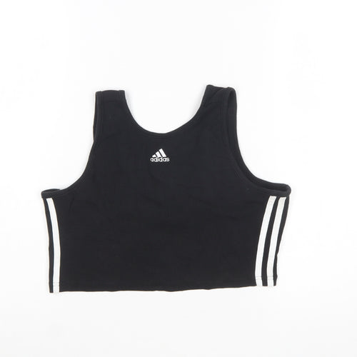 Adidas Women Black L Cropped Tank Top Athletic Activewear