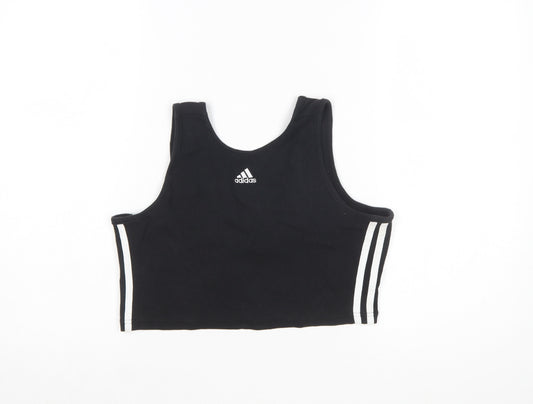 Adidas Women Black L Cropped Tank Top Athletic Activewear