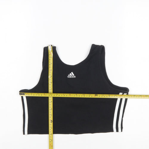 Adidas Women Black L Cropped Tank Top Athletic Activewear
