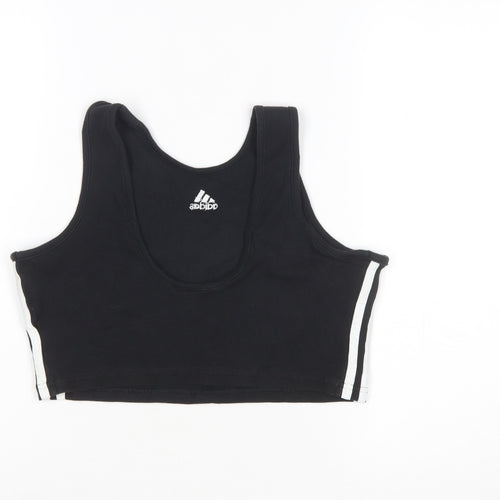 Adidas Women Black L Cropped Tank Top Athletic Activewear