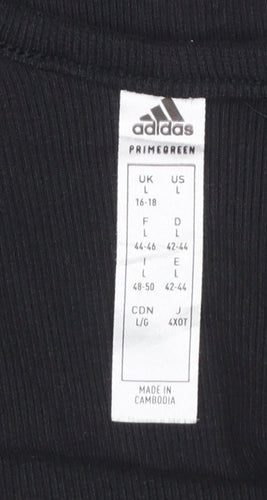 Adidas Women Black L Cropped Tank Top Athletic Activewear