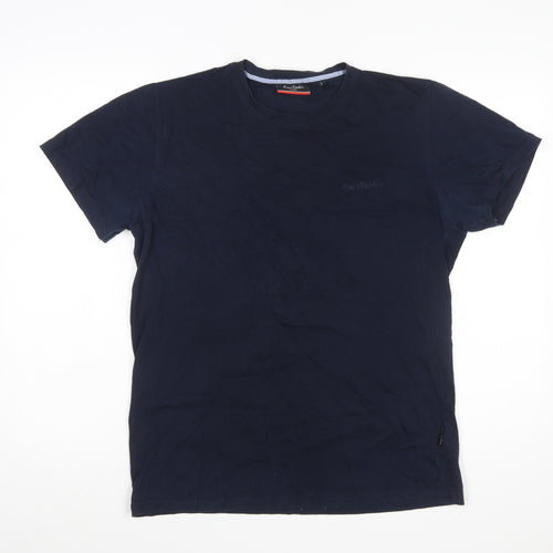 Pierre Cardin Men's Blue Cotton Crew Neck Short Sleeve T-Shirt L