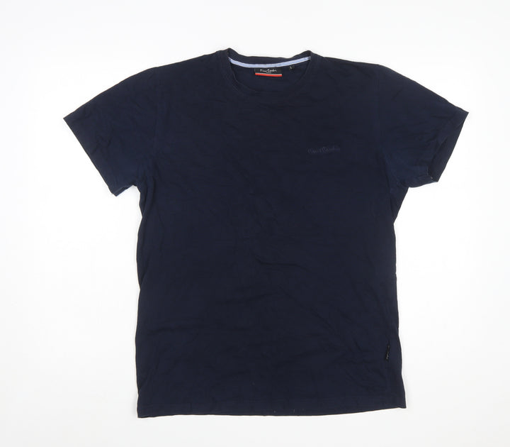 Pierre Cardin Men's Blue Cotton Crew Neck Short Sleeve T-Shirt L