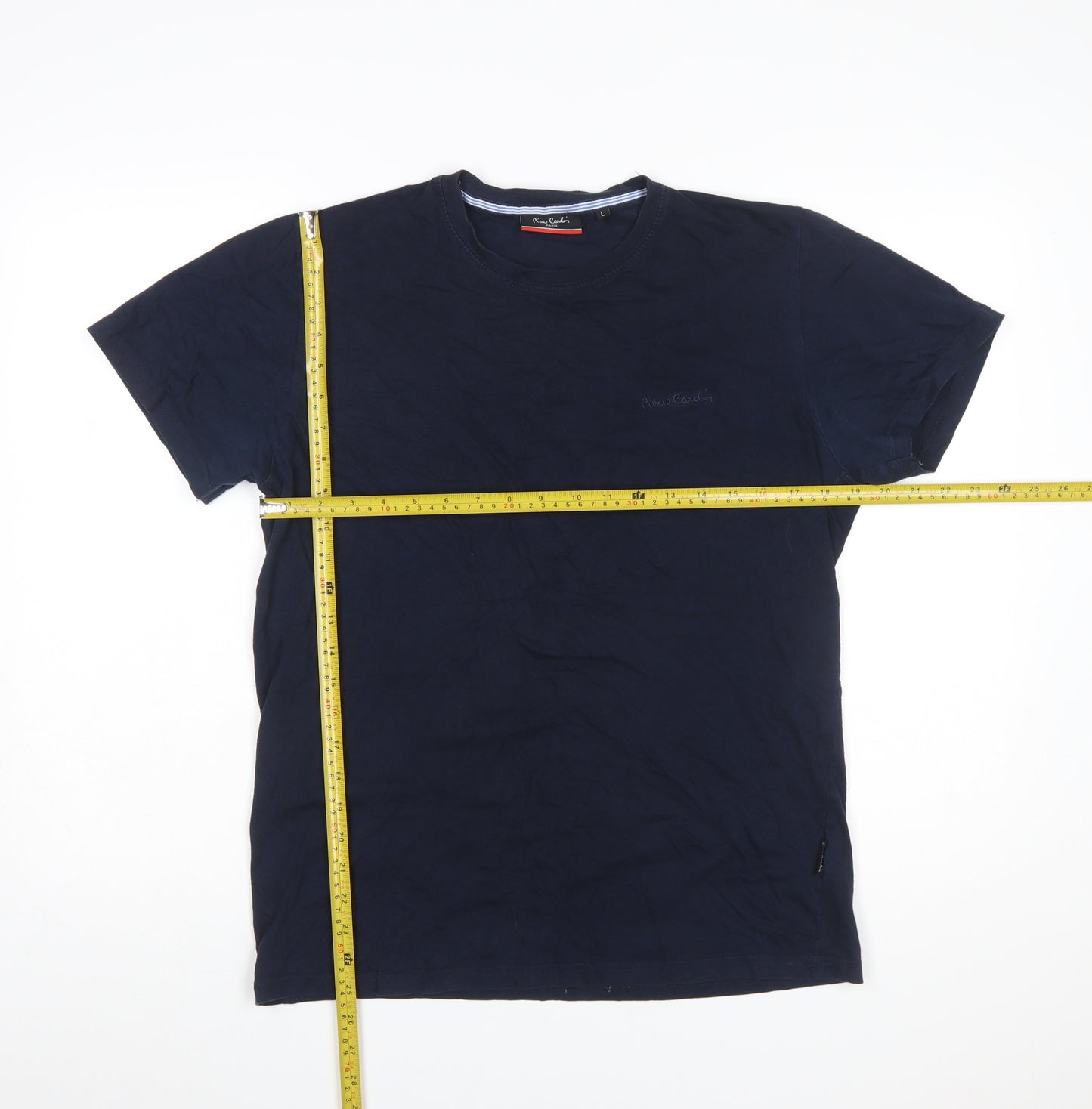 Pierre Cardin Men's Blue Cotton Crew Neck Short Sleeve T-Shirt L