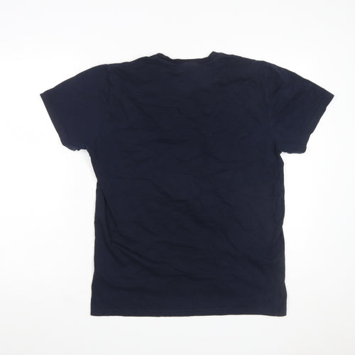 Pierre Cardin Men's Blue Cotton Crew Neck Short Sleeve T-Shirt L