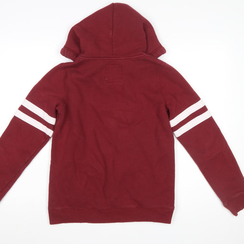 Hollister Women's Red Full Zip Hoodie S - Casual Logo Sweatshirt