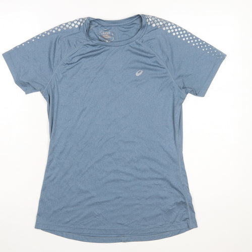 Asics Women Blue Athletic Short Sleeve Running T-Shirt Size L