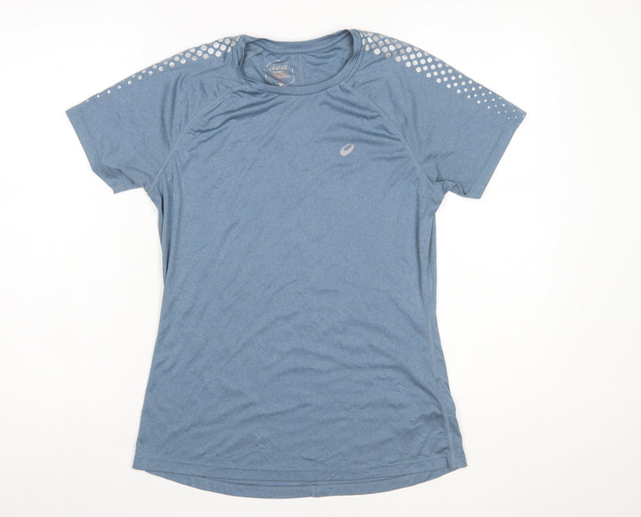 Asics Women Blue Athletic Short Sleeve Running T-Shirt Size L
