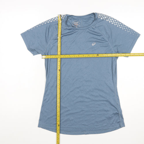 Asics Women Blue Athletic Short Sleeve Running T-Shirt Size L
