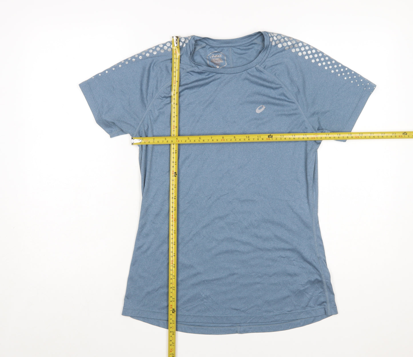 Asics Women Blue Athletic Short Sleeve Running T-Shirt Size L