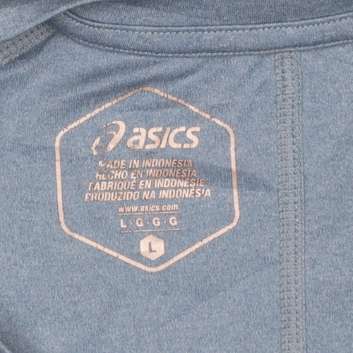 Asics Women Blue Athletic Short Sleeve Running T-Shirt Size L