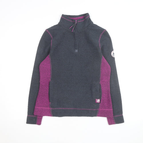Weird Fish Women's Grey & Purple 1/4 Zip Pullover Sweatshirt Size 10