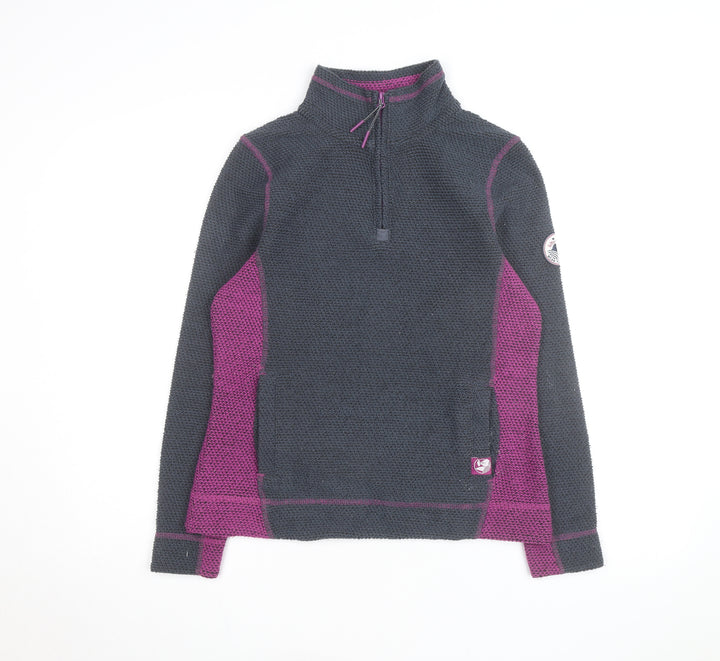 Weird Fish Women's Grey & Purple 1/4 Zip Pullover Sweatshirt Size 10
