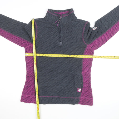 Weird Fish Women's Grey & Purple 1/4 Zip Pullover Sweatshirt Size 10