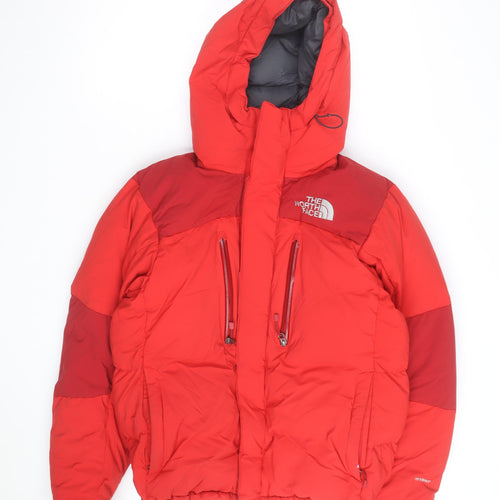 The North Face Men's Red Hooded Puffer Jacket Size L Waterproof Down