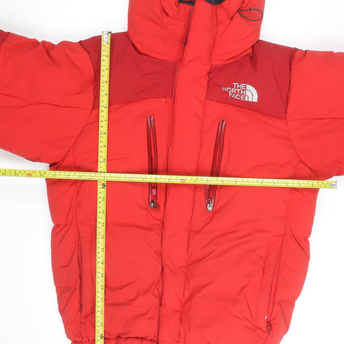 The North Face Men's Red Hooded Puffer Jacket Size L Waterproof Down