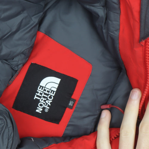 The North Face Men's Red Hooded Puffer Jacket Size L Waterproof Down