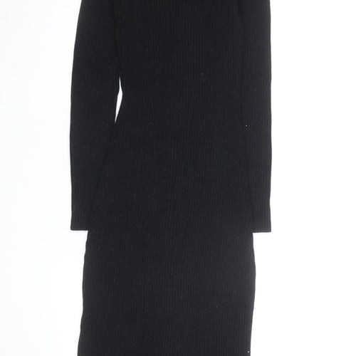 Lulus Women’s Black Off Shoulder Knit Bodycon Midi Dress M