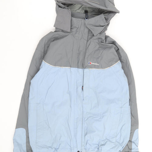Berghaus Boys Grey Blue Waterproof Hooded Rain Coat Jacket 11-12 Years