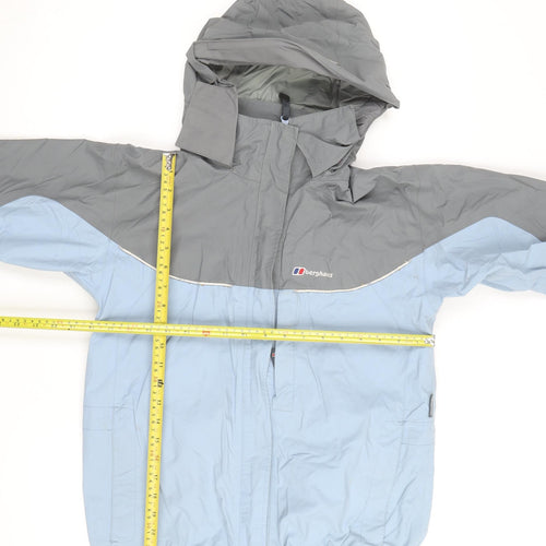 Berghaus Boys Grey Blue Waterproof Hooded Rain Coat Jacket 11-12 Years