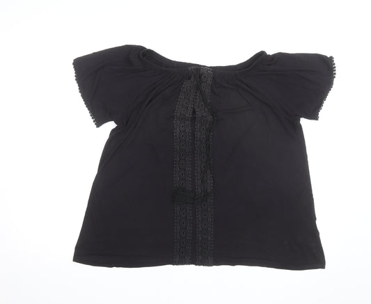 Evans Women's Black Off Shoulder Crochet Tunic Blouse Size 14
