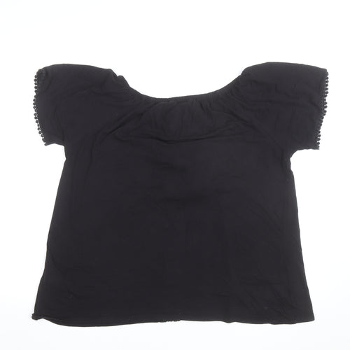 Evans Women's Black Off Shoulder Crochet Tunic Blouse Size 14