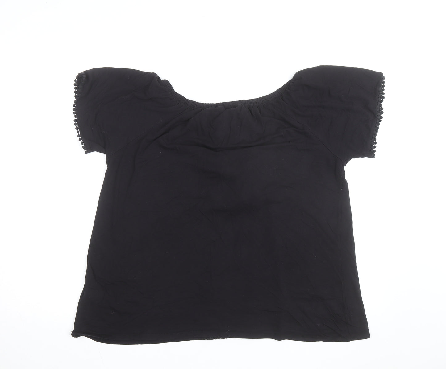 Evans Women's Black Off Shoulder Crochet Tunic Blouse Size 14