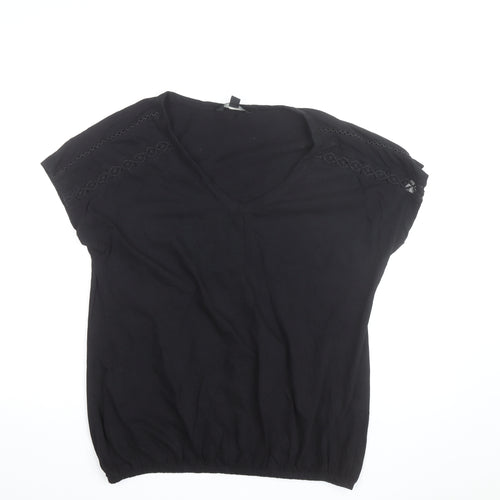 Next Women’s Black V-Neck Cotton Blouse Size 14