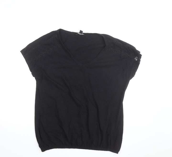 Next Women’s Black V-Neck Cotton Blouse Size 14