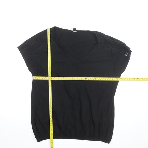Next Women’s Black V-Neck Cotton Blouse Size 14