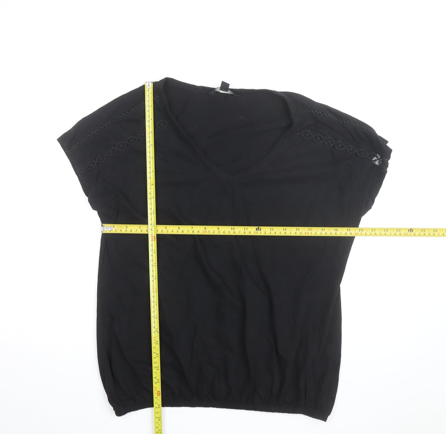 Next Women’s Black V-Neck Cotton Blouse Size 14