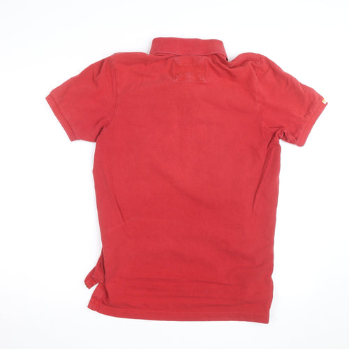 Superdry Men's Red Cotton Polo Shirt Size L Embroidered Logo