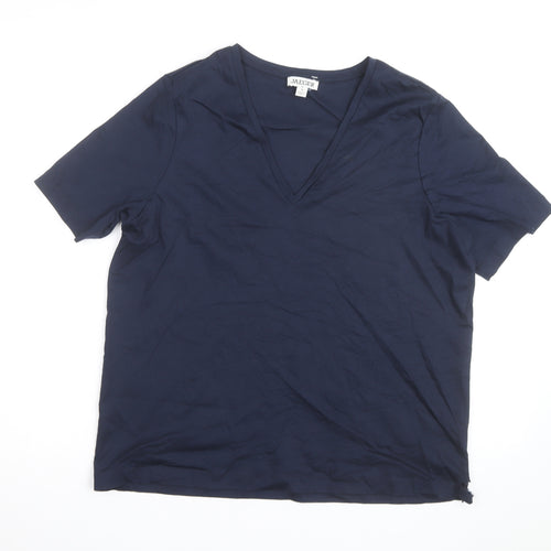 Jaeger Women’s Blue V-Neck Cotton Jersey T-Shirt Size 14