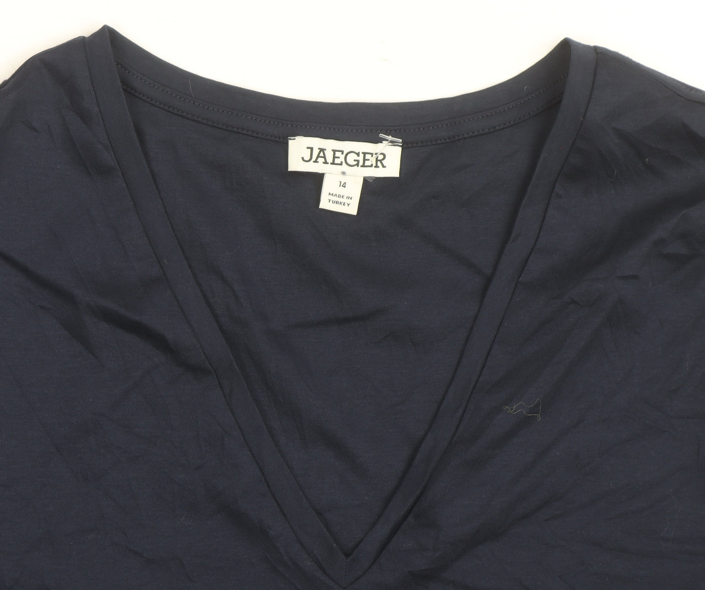 Jaeger Women’s Blue V-Neck Cotton Jersey T-Shirt Size 14