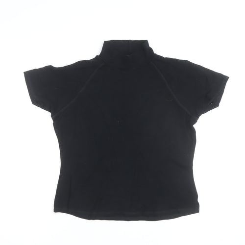Ellie Louise Womens Black Roll Neck Short Sleeve Slim T-Shirt Size 14