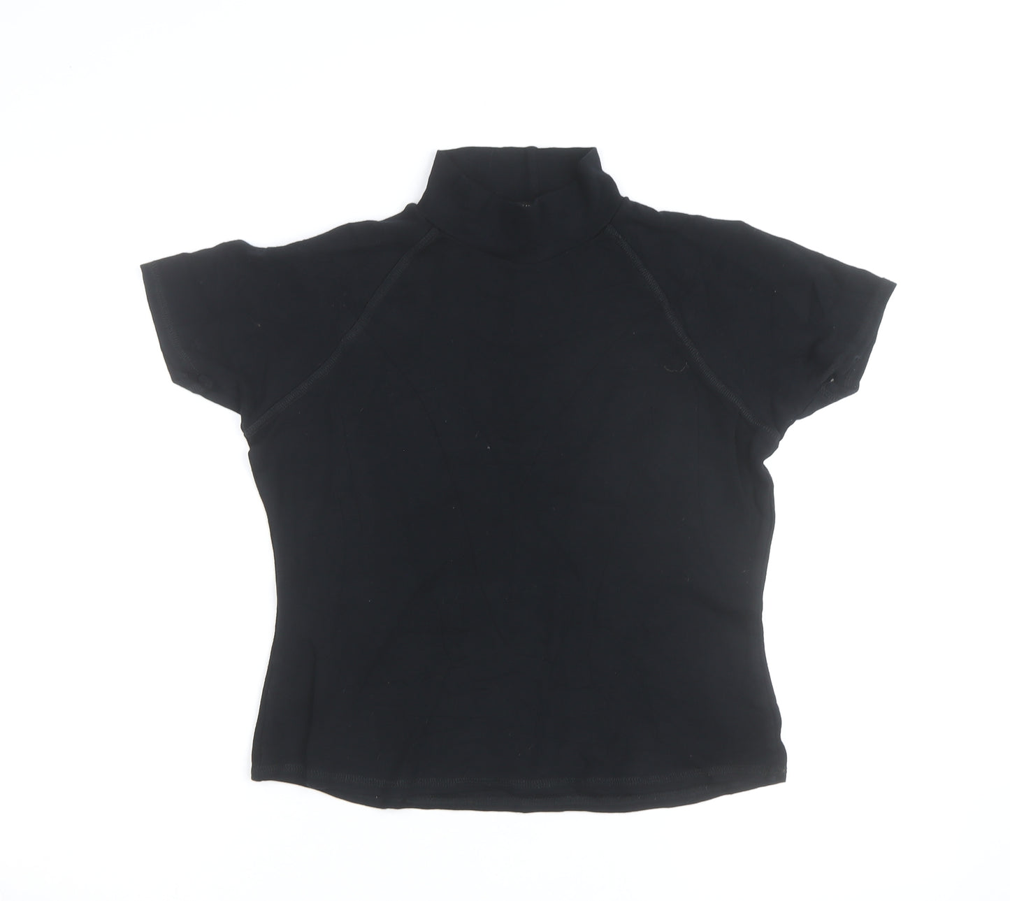 Ellie Louise Womens Black Roll Neck Short Sleeve Slim T-Shirt Size 14