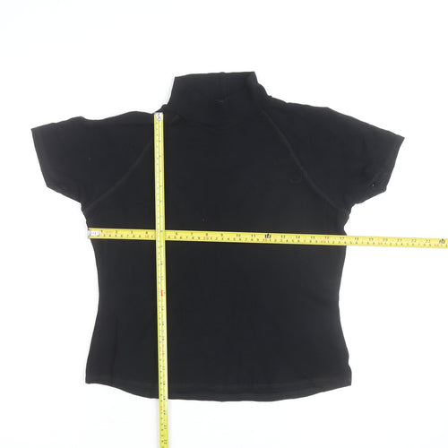 Ellie Louise Womens Black Roll Neck Short Sleeve Slim T-Shirt Size 14