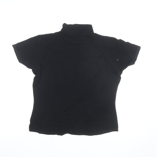 Ellie Louise Womens Black Roll Neck Short Sleeve Slim T-Shirt Size 14