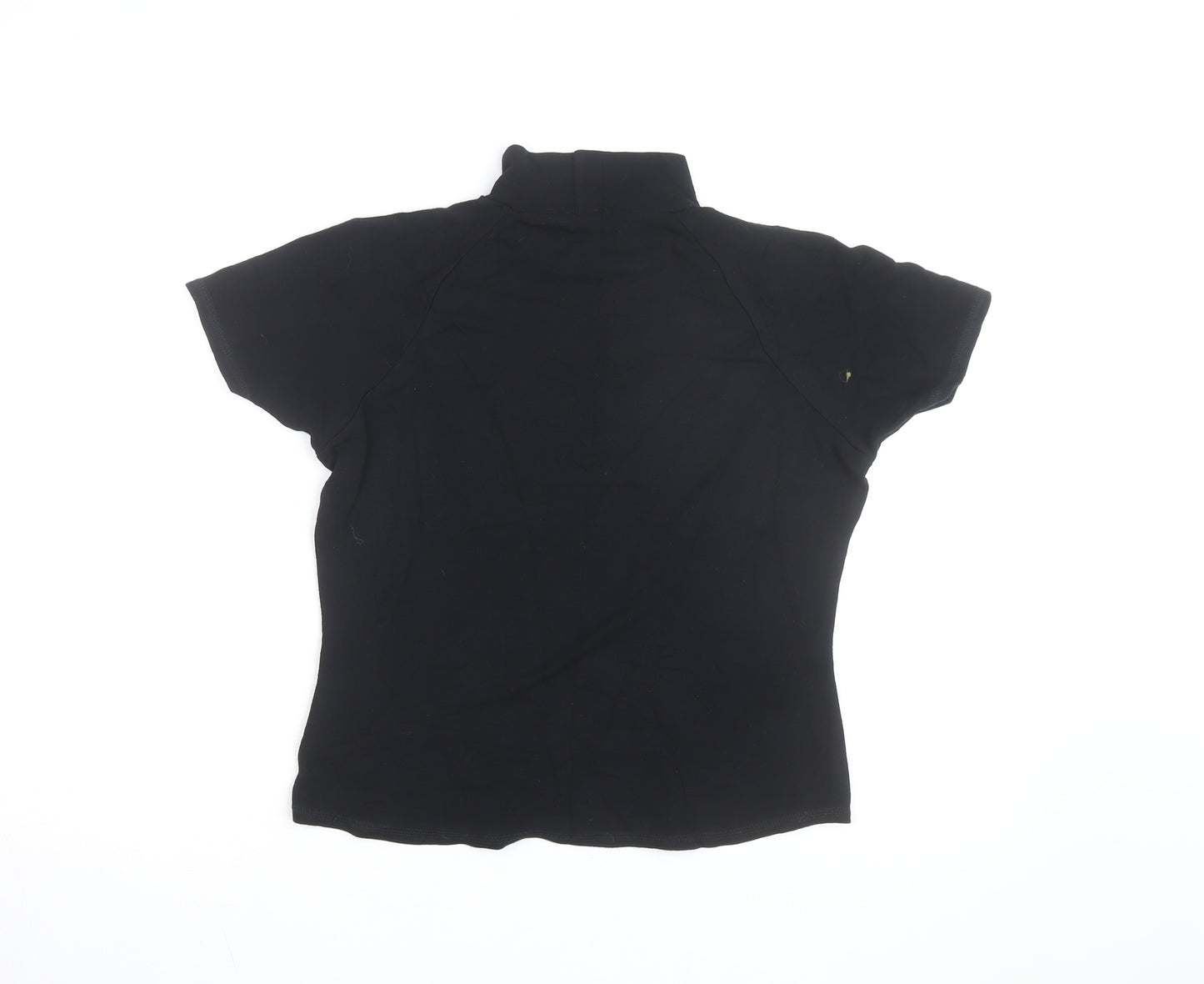 Ellie Louise Womens Black Roll Neck Short Sleeve Slim T-Shirt Size 14
