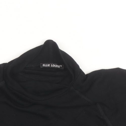 Ellie Louise Womens Black Roll Neck Short Sleeve Slim T-Shirt Size 14