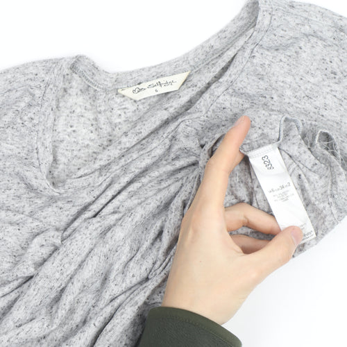 Miss Selfridge Womens Grey Long Sleeve Jersey T-Shirt Size 6