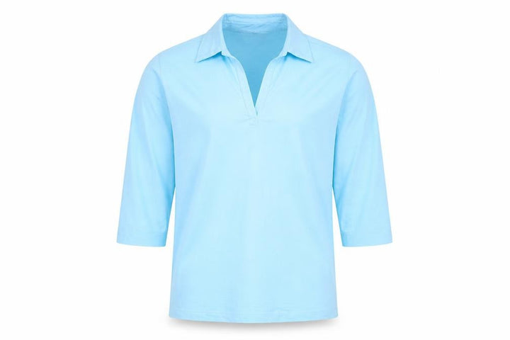 HEMA Men's Blue Stretch Cotton 3/4 Sleeve Collared Casual Shirt L