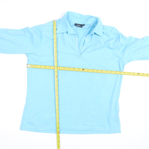 HEMA Men's Blue Stretch Cotton 3/4 Sleeve Collared Casual Shirt L