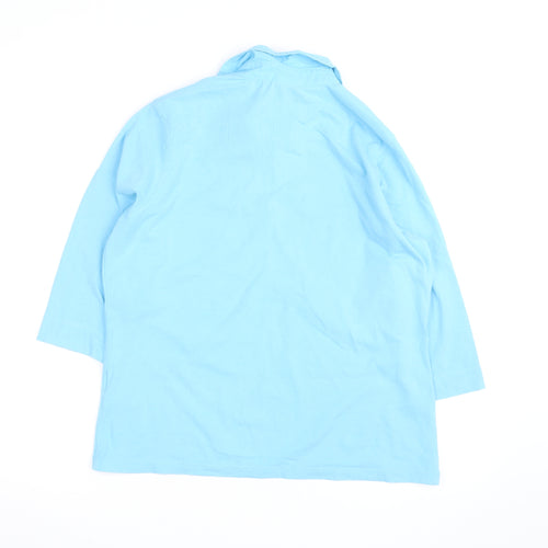 HEMA Men's Blue Stretch Cotton 3/4 Sleeve Collared Casual Shirt L