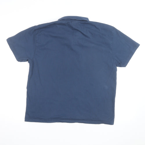 Quiksilver Men's Blue Beach Graphic Cotton Polo Shirt Size M