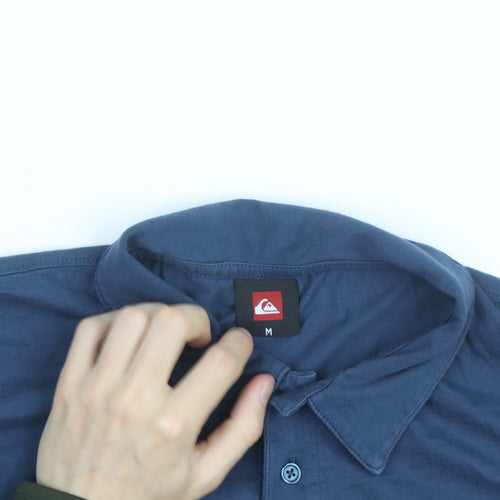 Quiksilver Men's Blue Beach Graphic Cotton Polo Shirt Size M