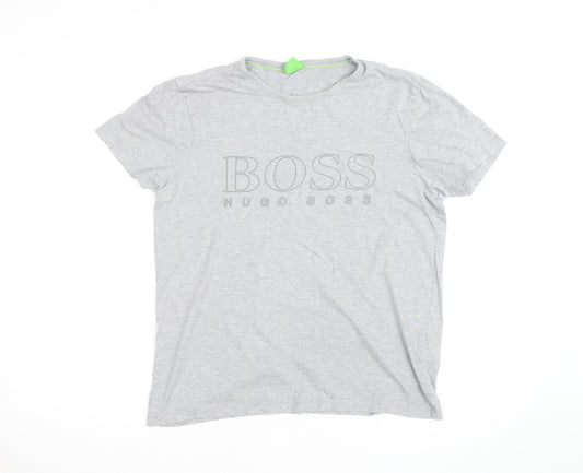 Hugo Boss Men's Grey Regular Fit Crew Neck Short Sleeve T-Shirt Size S