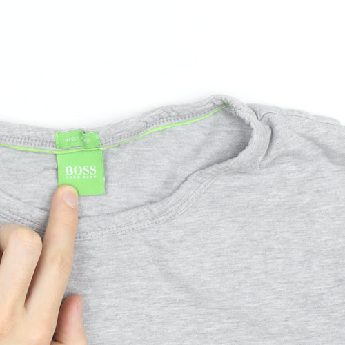 Hugo Boss Men's Grey Regular Fit Crew Neck Short Sleeve T-Shirt Size S