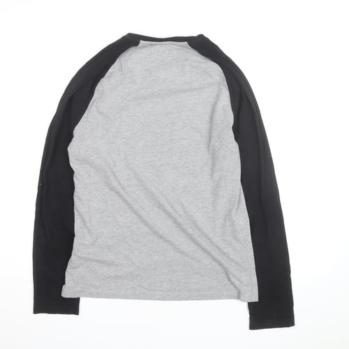 Jack Wills Men's Grey Colourblock Long Sleeve Cotton Top Size S